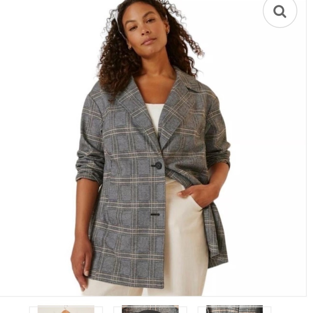 ANTHROPOLOGIE Avec Les Filles Plaid Long Line Blazer